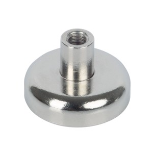 Aimant en pot néodyme Fix-o-moll, diamètre 20mm, avec douille filetée, argent.