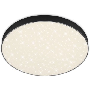 Plafonnier LED Briloner Flame Star, noir, Ø 38,7 cm avec effet ciel étoilé.
