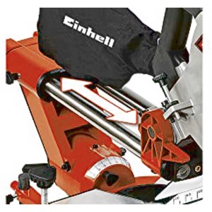 Dettaglio della sega troncatrice Einhell TE-SM 2534 Dual che mostra la funzione di scorrimento.