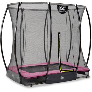Trampolino rettangolare da giardino EXIT Silhouette 153x214cm rosa con rete di sicurezza.
