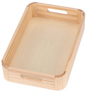 Glorex Kiefer Tablett mit Griffen, 29x19x6,5cm, ideal zum Basteln und Dekorieren.