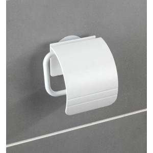 Wenko Static-Loc Osimo porta carta igienica con coperchio, bianco, per montaggio a parete.