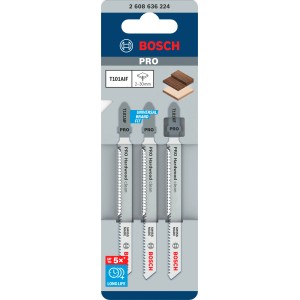 Lame de scie sauteuse Bosch T 101 AIF, 3 pièces, pour des coupes nettes dans le bois dur.