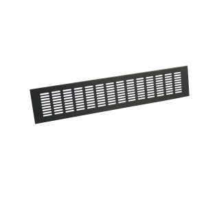 Griglia di ventilazione bronzo con fori a fessura, 400x80 mm, per pareti divisorie e mobili.