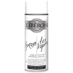 Libéron Sprühfarbe seidenmatt Weiss, 400ml Dose für Holz, Metall, Kunststoff. Effektfarbe für Innen & Außen.
