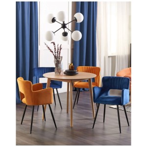 Salle à manger avec chaises en velours Sanilac bleues et oranges de Beliani, lot de 2.