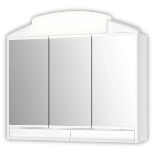 Armoire de toilette Jokey Rano blanche avec 3 portes miroir et 2 tiroirs.