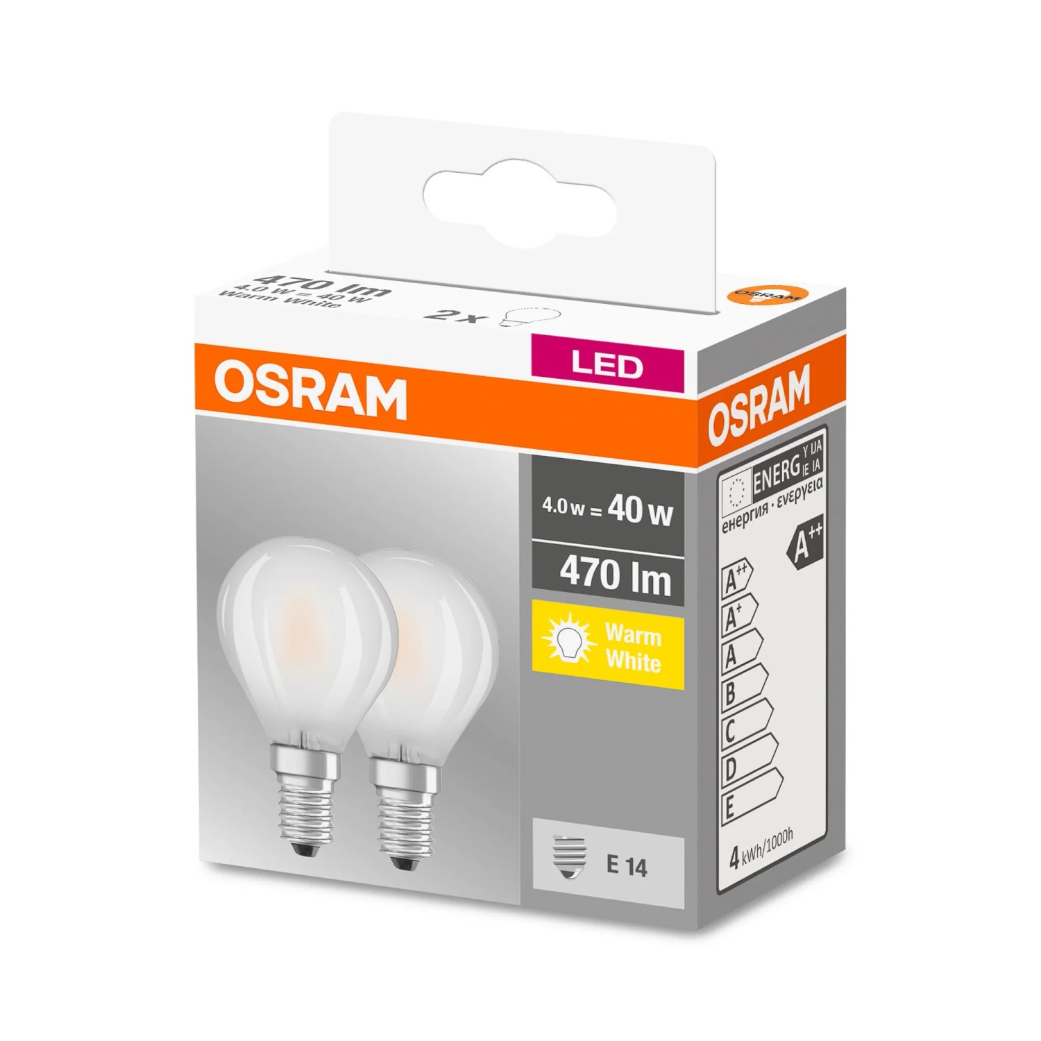 Osram Ampoule LED Base forme goutte filament mat E14 Blanc chaud