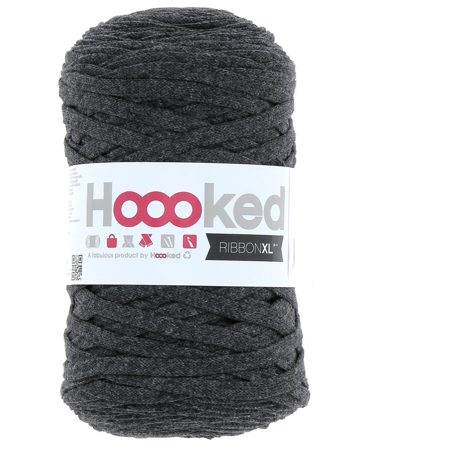 Hoooked Textilgarn Ribbon XL Charcoal Anthrazit Nadelstärke 8 - 12 mm ...