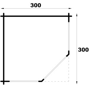 Pianta della casetta da giardino a 5 lati Maik-28, 325x325 cm, impregnata. Dimensioni e forma della casetta.