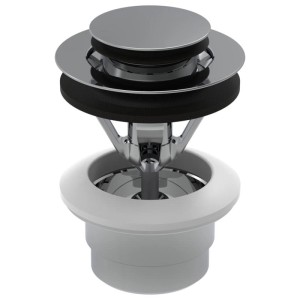 Bonde de vidange Laufen Automatic Click en laiton chromé pour lavabos. Bouchon rond chromé avec fonction clic.