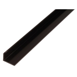 Profilo angolare in plastica nero, non equilatero, 20x25x2600 mm.