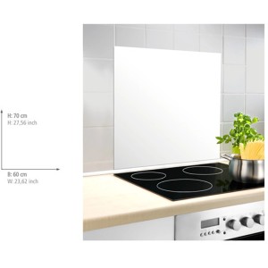 Crédence en verre blanc Wenko 60x70 cm derrière une plaque de cuisson.