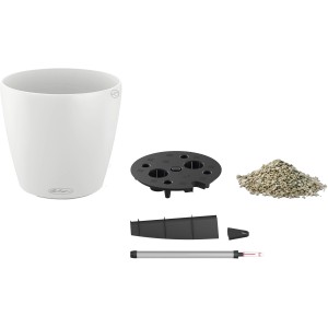 Pot de fleurs Lechuza Classico Color, Ø 59cm, blanc, avec système d'arrosage et accessoires.