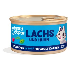 Dose Edgard & Cooper Katzen-Nassfutter Lachs und Huhn in Sosse für adulte Katzen.