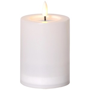 Weisse Star Trading Solar LED-Kerze Saul mit Flammeneffekt, 12,5x7,5x7,5 cm.