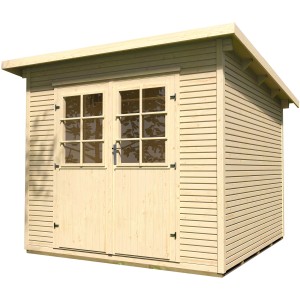 Casetta da giardino weka 219 naturale con tetto piatto e doppia porta. Casette da giardino in legno di abete rosso con profilo wekaLine.