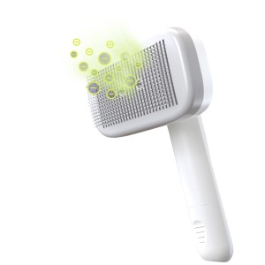 Spazzola per peli di animali PiddiPet IonBrush bianca con funzione ionica per pelo lucido.