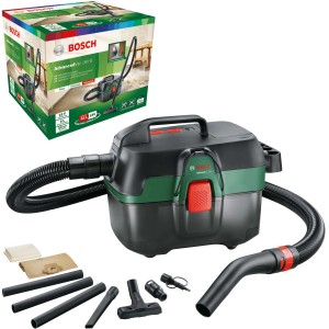 Aspirateur sans fil Bosch AdvancedVac 18V-8 avec accessoires et carton, un aspirateur eau et poussière.