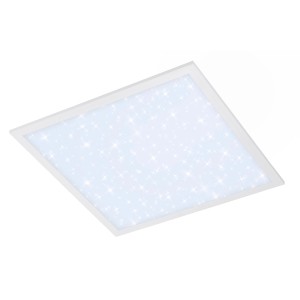 Panneau LED Brilo Pallas blanc carré avec effet ciel étoilé.