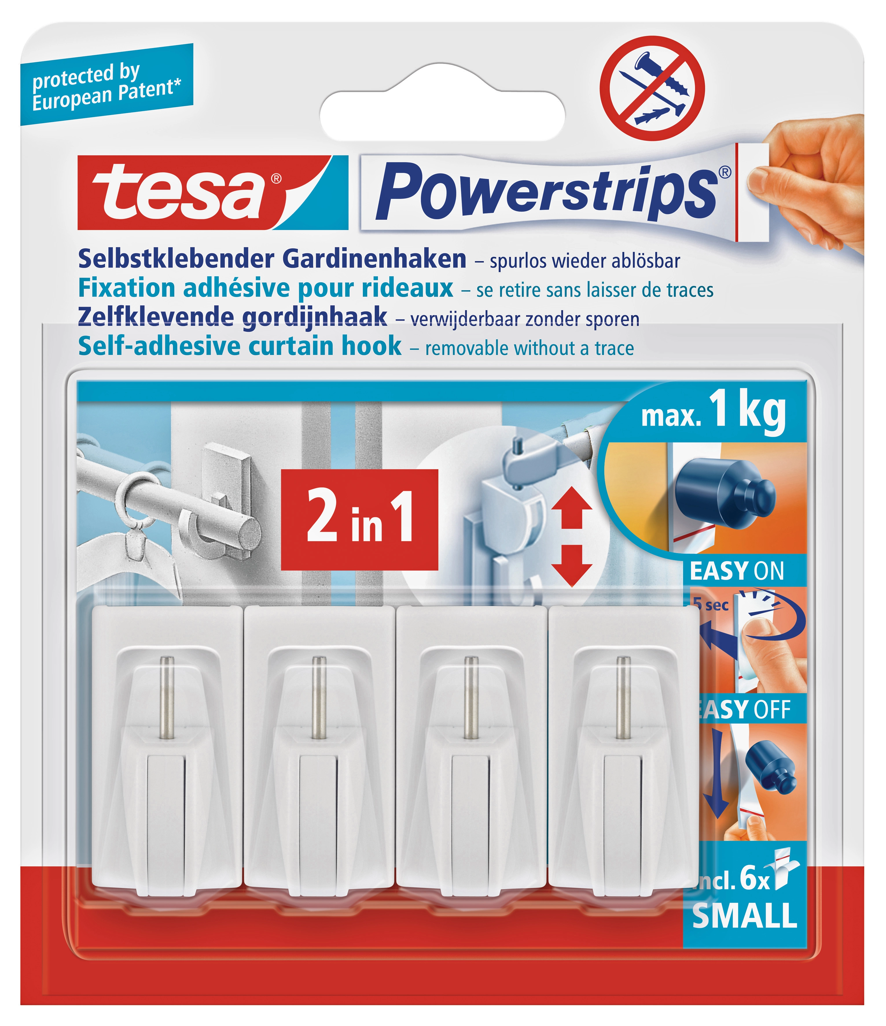 Tesa Powerstrips Ganci per tende Vario Bianchi