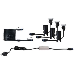 Paulmann LED Floor Mini-Set faretto da incasso per esterni, argento, con trasformatore e cavo.