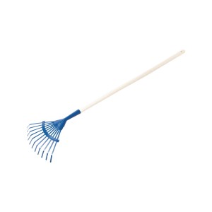 LUX Fächerbesen klein, blau, mit Holzstiel (85 cm), ideal für Laub und Gartenabfälle.