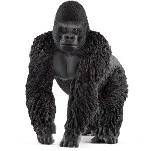 Figurine détaillée Schleich Wild Life gorille mâle, fourrure noire.