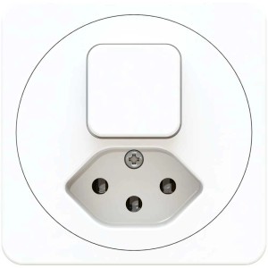 Combinazione piccola a parete: interruttore S3 e presa T13, bianco.