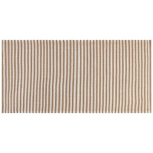 Tapis en coton marron et blanc Sofulu (80x150 cm) à rayures. Tapis à poils courts pour espaces de vie.