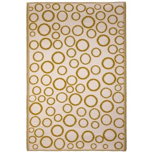 Tappeto da esterno giallo con motivo ad anelli, 120x183 cm, in polipropilene.
