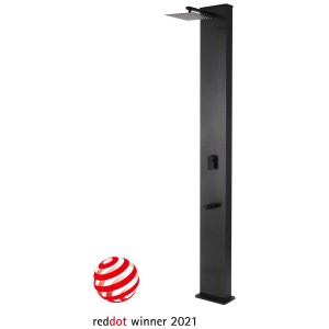 Doccia solare Steinbach Straight Line 40 l, design Red Dot Award, serbatoio in alluminio, doccia a pioggia.