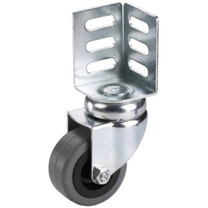 Roulette pivotante Doerner + Helmer avec équerre, acier galvanisé, Ø 5 cm, hauteur 7,5 cm.