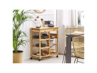 Beliani Servierwagen Morino Bambusholz Braun (HxBxT) 80 x 67 x 37 cm