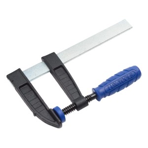 Serre-joint à vis LUX Classic, 160x80mm, avec poignée bleue. Outil de serrage pour bricoleurs et professionnels.