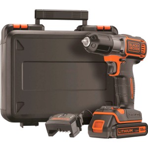 Perceuse-visseuse sans fil Black+Decker ASD18K avec batterie, chargeur et coffret.