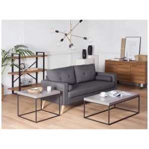 Tavolino da salotto Beliani Delano, grigio, 40x100x60 cm, piano in MDF effetto cemento con struttura in metallo.