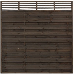 Pannello per recinzione privacy Vienna, grigio, 180x180 cm, in legno con parte superiore a listelli.
