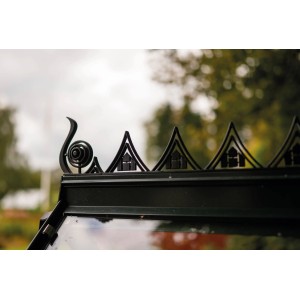 Faîtage noir Icon 6 pour serre Halls avec éléments décoratifs.