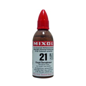 Mixol Abtönfarbe Nr. 21 Oxyd-Terrabraun, 20g Flasche. Abtönkonzentrat für Farben.