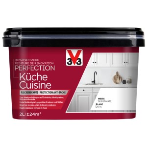 V33 Rénovation Perfection Cuisine, Blanc, Satin, pot de 2L.