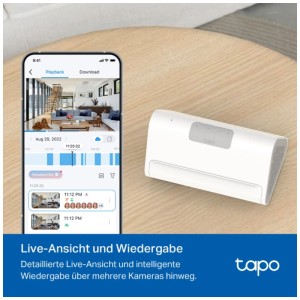 Tapo Smart HomeBase H500: Zentrale für Hausautomation mit App-Ansicht auf Smartphone.