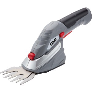Cisailles à gazon et arbustes sans fil CMI C-AGS-3.6/10, corps gris, lames argentées.