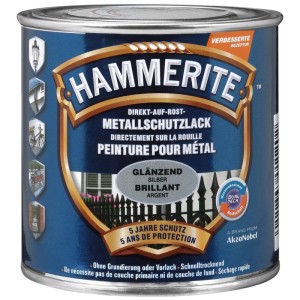 Dose Hammerite Metall-Schutzlack Silber glänzend, 250ml, Rostschutz, Grundierung und Lack in einem.