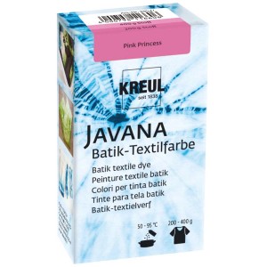 Kreul Javana Batik-Textilfarbe Pink, 70g Pulver im Karton mit Batikmuster.