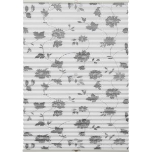 Gardinia Plissee Concept mit Blütenmuster, 60x130 cm, zum Klemmen, grau-weiß. Blickdichter, lichtdurchlässiger Stoff.