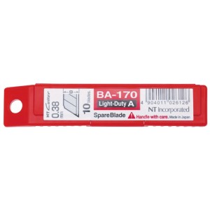 Lames de rechange NT Cutter BA-170, 10 pièces dans un étui en plastique rouge. Accessoire pour outils de coupe.