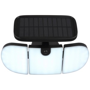 Globo LED solare da parete nera con sensore di movimento, 10W, 700lm, ideale per decorazioni esterne.