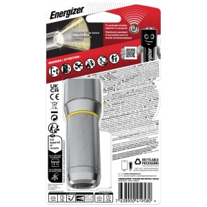 Lampe torche LED Energizer Vision HD Metal avec piles, boîtier gris.