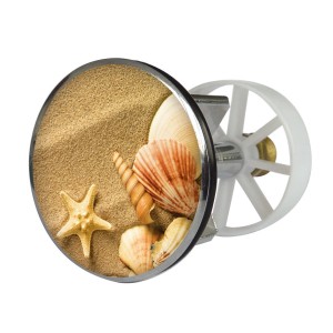 Tappo lavabo con decoro conchiglie e stelle marine, adatto per scarichi da 38-40 mm.